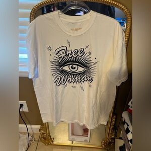 White Graphic Tee with Eye Design